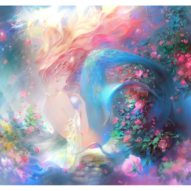 Wdftyju Bordado completo DIY lienzo estampado 11CT punto de cruz Deep Sea Mermaid Kit Craft Wdftyju 6bm7tp8dt9hb6nw8