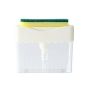 Goriertaly Press Hand Pump Soap Dispenser Sponge Holder 2 in 1 for Kitchen Sink Dish White