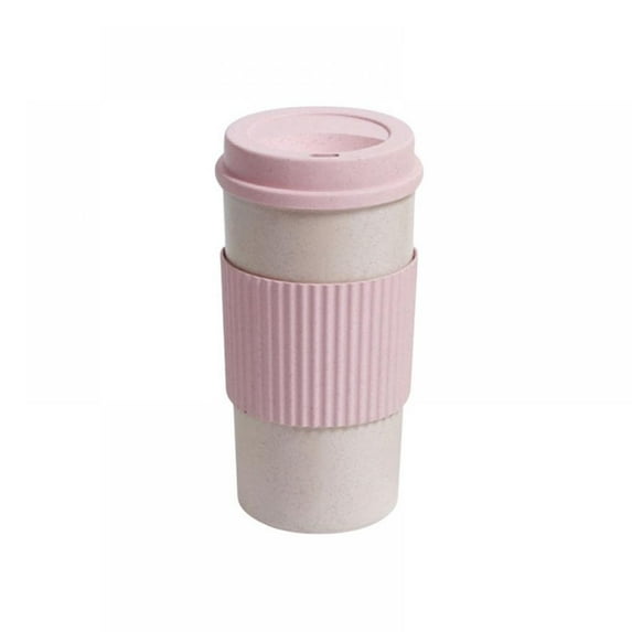 Travel Mug,Insulated Eco-friendly Wheat Fiber Cup with Leakproof Lid,Double Walled Reusable Tumbler for Hot and Cold Water In Travel and Car