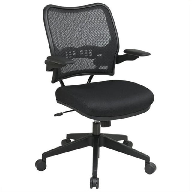 Deluxe Black Fabric Chair with AirGrid Back and Black Mesh Seat