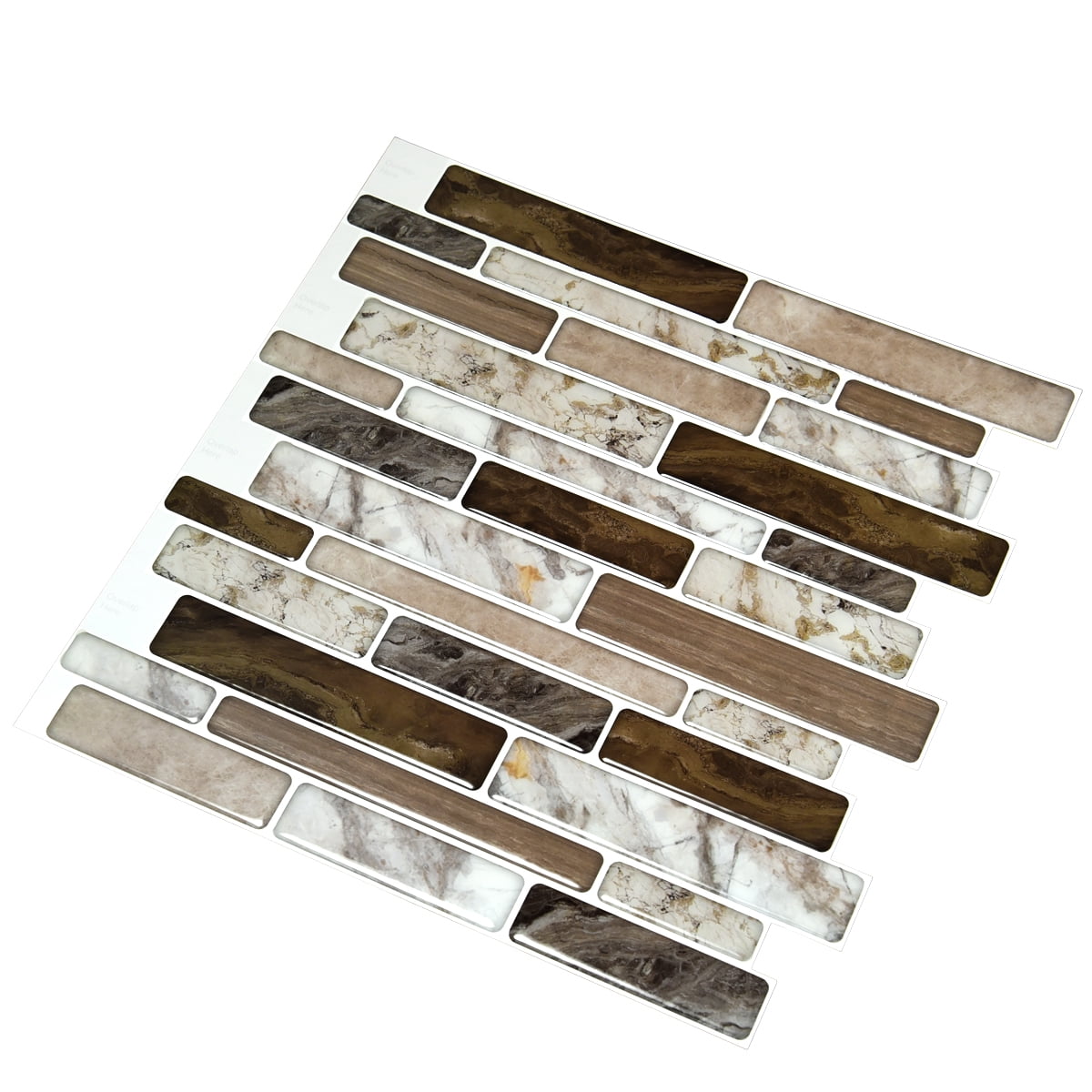 LongKing Brown Marble Tile 12 in. x 12 in. Peel and Stick Backsplash(10-Pack)