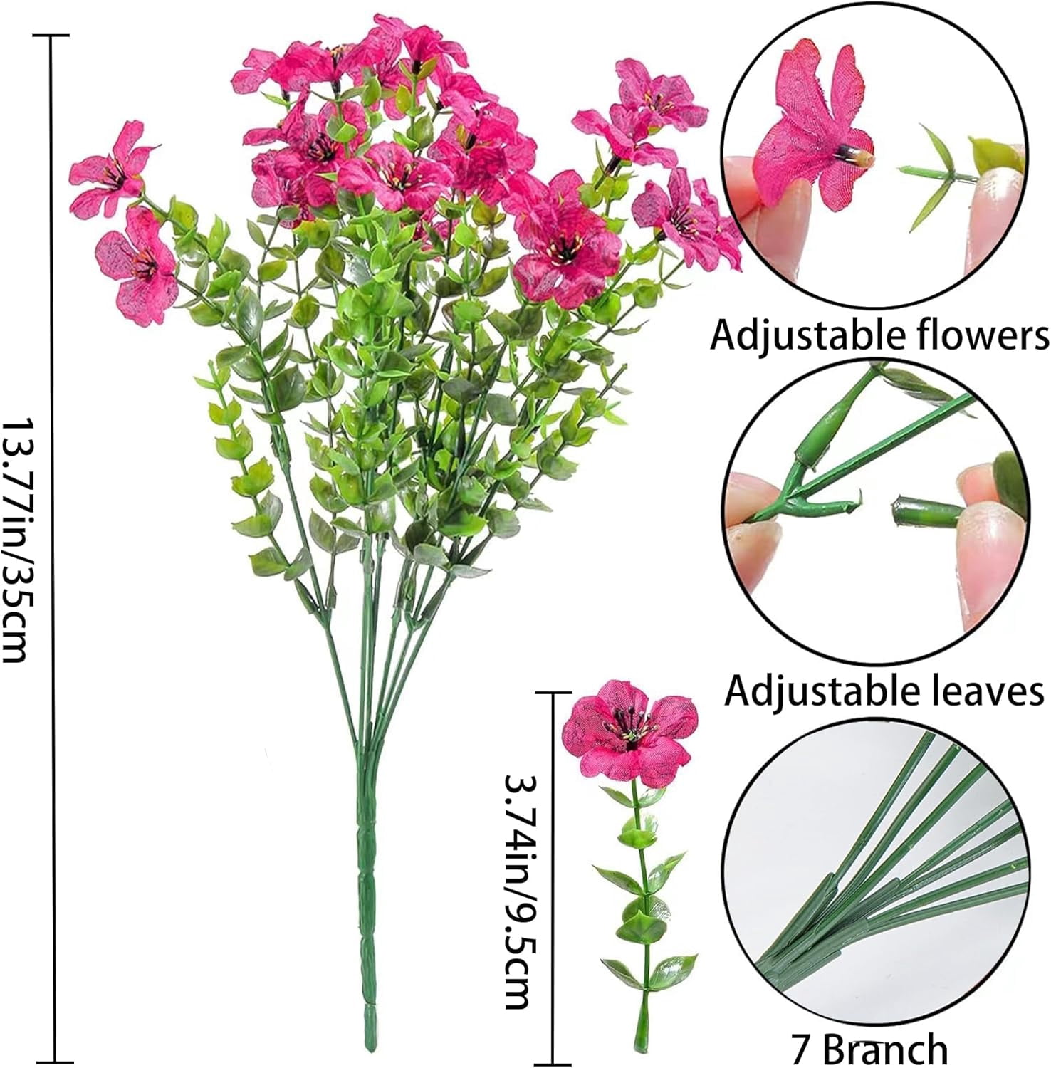 ZOELNIC 12 Bundles Artificial Flowers Fake Flowers Eucalyptus Plants UV Resistant Colorful Silk Plastic Flowers for Home Kitchen Bedroom Wedding Garden Farmhouse Window Box Party Decor