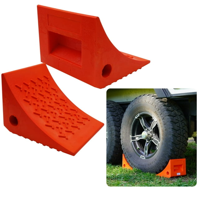 SECURITYMAN Heavy Duty Wheel Chocks (2 Pack) - Durable, Non-Slip, Solid Rubber Wheel Chocks for Boat Trailers, RV, Truck, Camper - Perfect on All Surfaces and in All
