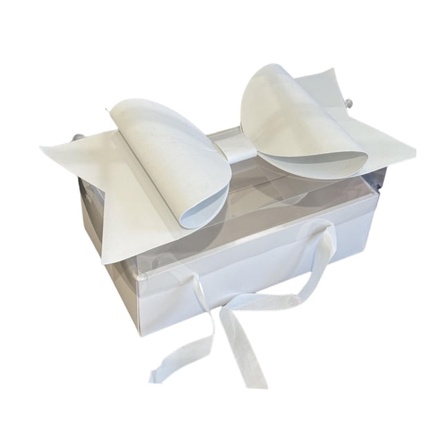 Caja de regalo con flores y pasteles para San Valentín, romántica caja con tapa transparente Blanco