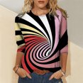 thumbnail image 5 of Blusa Honeeladyy con estampado 3D para mujer, divertida, a rayas, de ciencia ficción, con efectos especiales, informal, básica y cómoda, de manga larga, 5 of 5