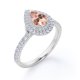 thumbnail image 4 of JeenMata Anillo de Compromiso de 1,5 Quilates con Morganita y Moissanita Creadas en Laboratorio, Diseño Pavé, Halo Doble, Baño de Oro Blanco de 18 K sobre Plata, 4 of 6