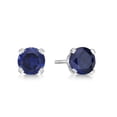 thumbnail image 4 of 6 mm Created Blue Sapphire Round Solitaire Stud Earrings for Women in 925 Sterling Silver with Push Back September Birthstone Jewelry by Lavari Jewelers, 4 of 5