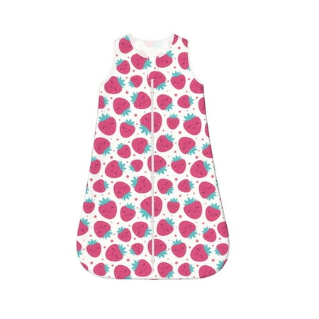 

Haiem Hand Drawn Strawberry Printed Baby Sleep Sack 0-6 Months Muslin Baby Sleeping Bag Zipper Toddler Wearable Blankets Comfy Stretchy Thin Sleep Sacks-Small