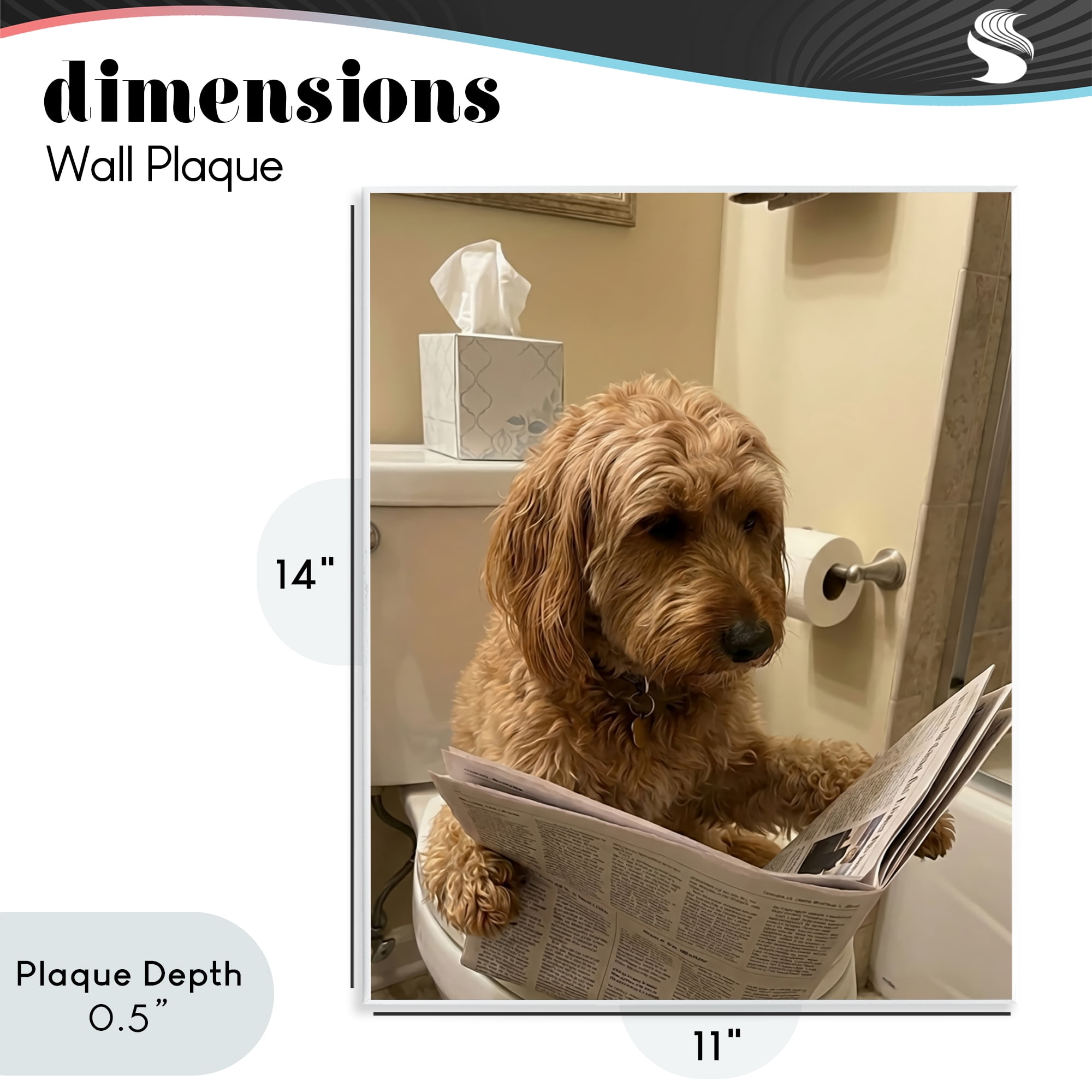 Stupell Industries Dog & Paper on Toilet Wall Plaque Art, design by Abigail Walker