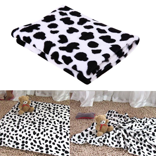 Almohadilla Plegable Mascota Gato Perro Lindo Terciopelo Coral Vaca Estampado Manta Resto Esteras Edredón Alfombra (M) Sywqhk Libre de BPA