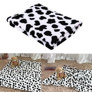 Simday Pet Cat Dog Cute Coral Velvet Cow Print Blanket Rest Mats Quilt Carpet (M)