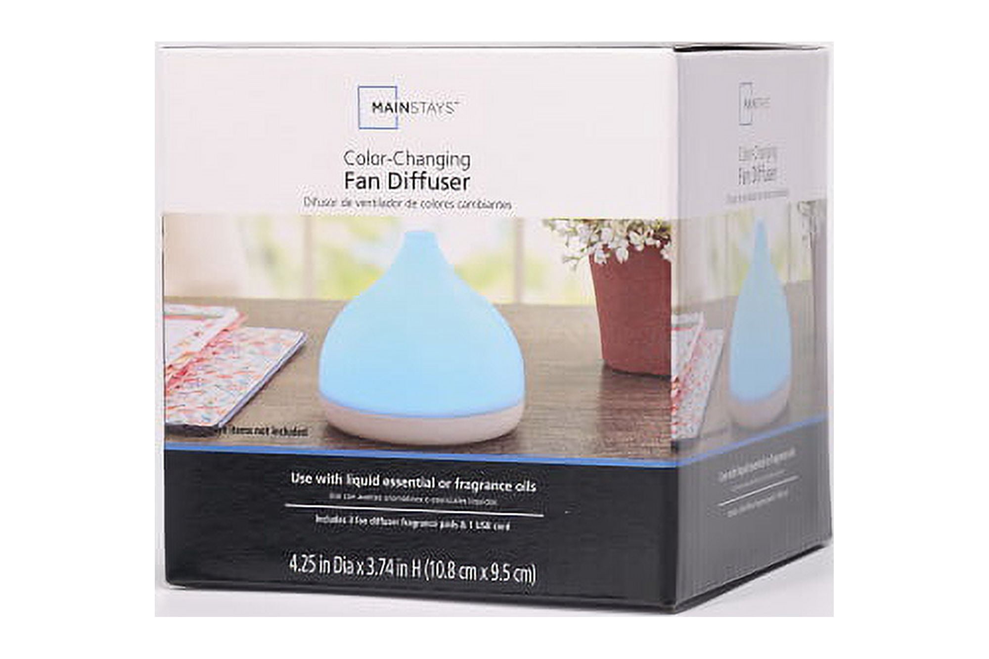 Mainstays Teardrop Fan LED Color Changing White Diffuser - Add your Own Scent