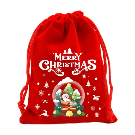 C Festive Gift Bag For Christmas Candy And Apples Flannel Pouch For Tree Decoration And Presents