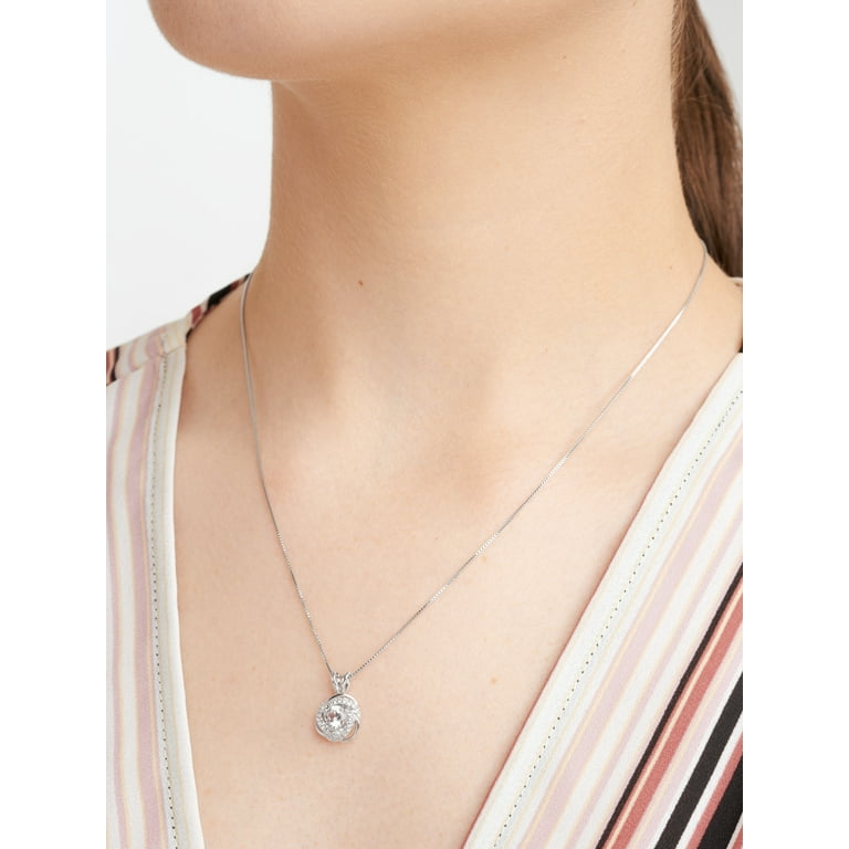 Rhodium Plated Sterling Silver Created White Sapphire April