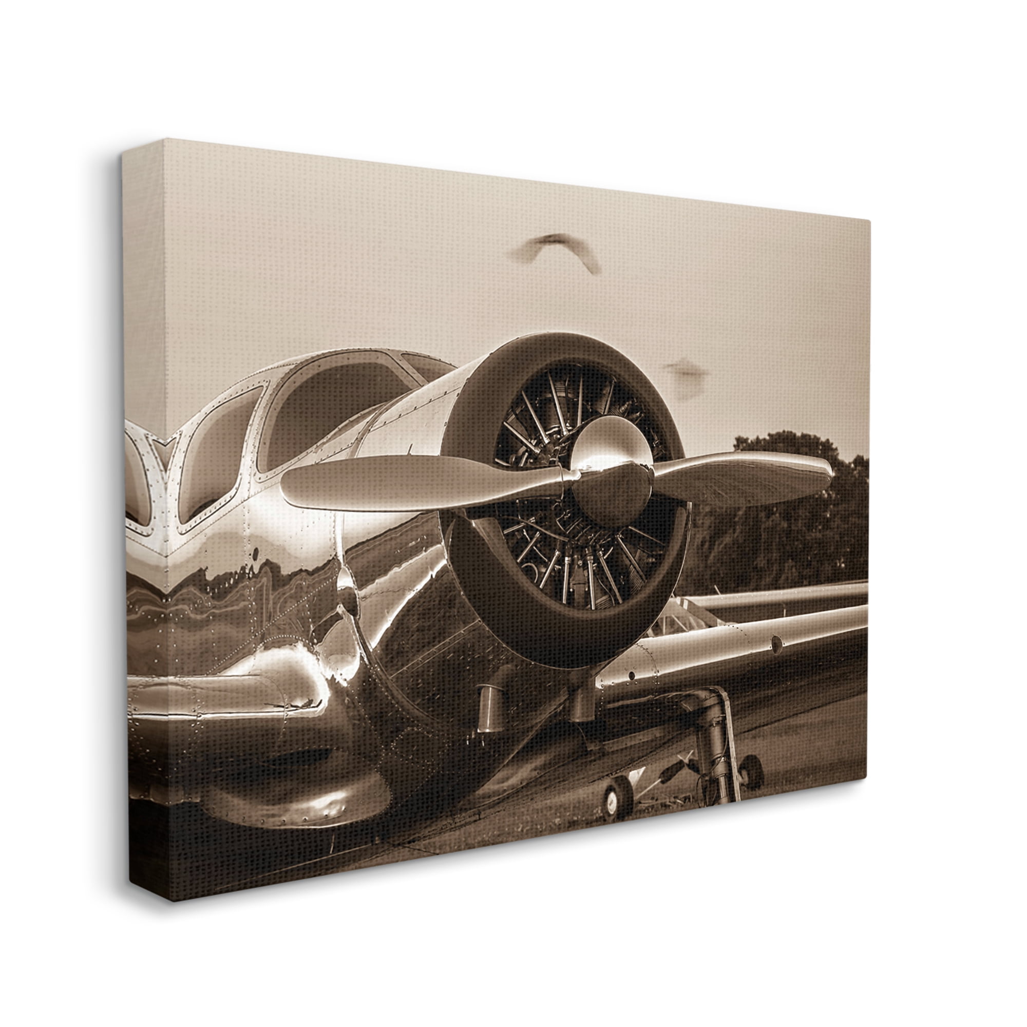 Stupell Industries Antique Style Airplane Aircraft Propeller Photography Landscape Canvas Wall Art, 20 x 16, Design by John Slemp