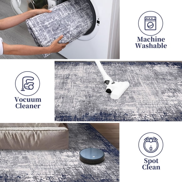 Tapis Lavable, Tapis Moderne Abstrait pour Salon – Tapis Pliable Antidérapant à Poils Courts, Tapis d'Accent Ultra Doux Résistant aux Taches pour la Maison, la Chambre de Bébé et le Bureau