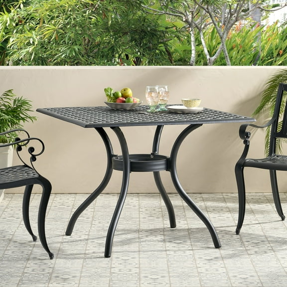 39.49" Square Aluminium Table, Black Sand Shade, Patio Addition Sturdiness