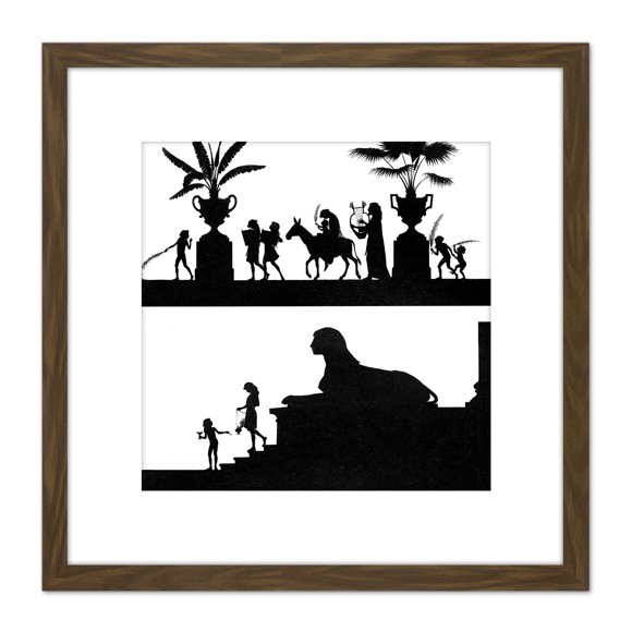 Diefenbach Stars Silhouette Sphinx Illustration 8X8 Inch Square Wooden Framed Wall Art Print Picture with Mount