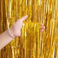 thumbnail image 1 of Pink Gold Panel Metallic Tinsel Foil Fringe Curtain Photo Backdrop Party Streamers Decor 39.4*78.7”, 1 of 7