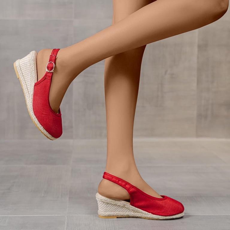 red dress and wedges the go-anywhere-with-anything wedge Edit by Lauren