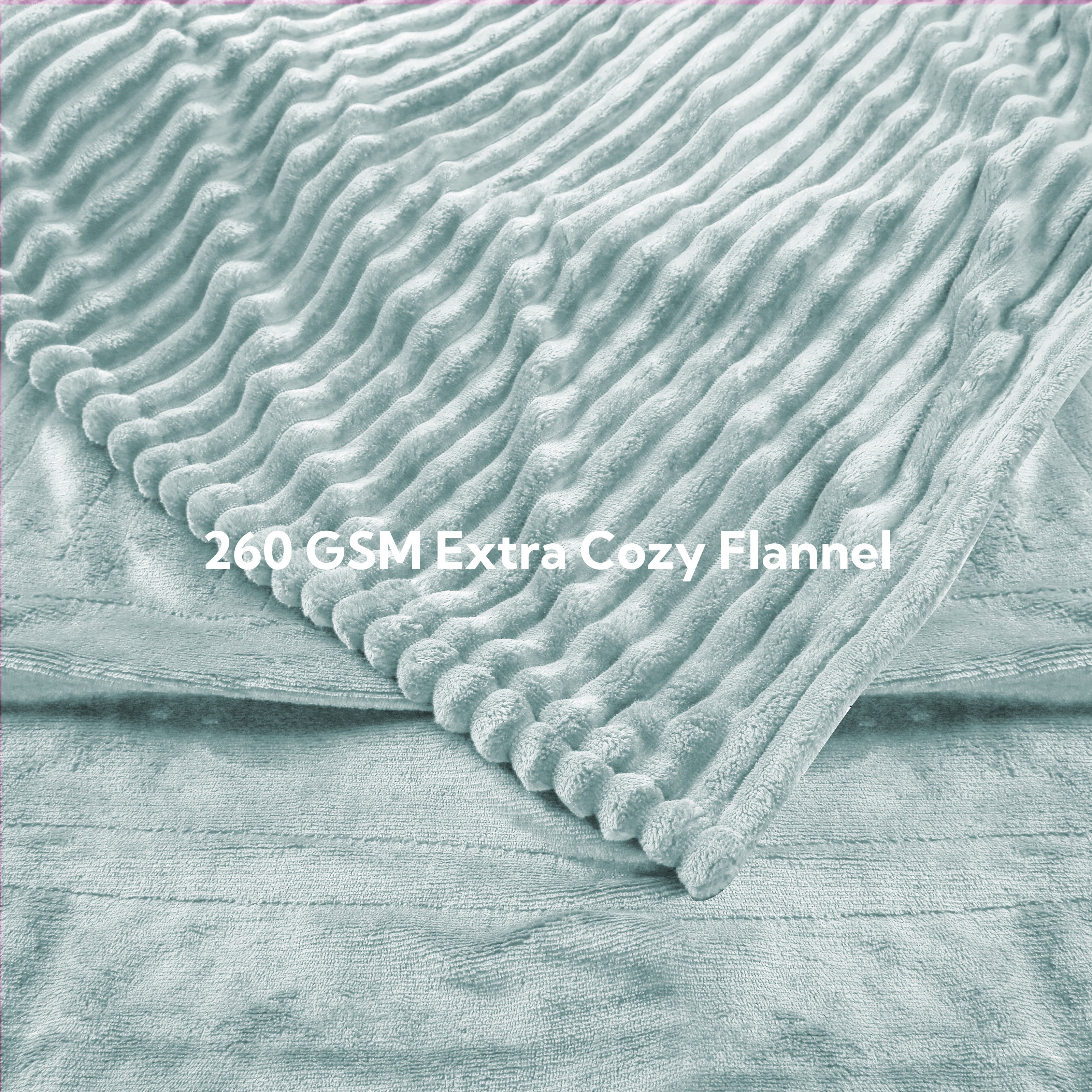 SUNNY HEAT Heated Electric Blanket Ribbed Flannel 72"x84" Full Size - 10 Heating Settings & 2/4/6/8/10/12 Hours Auto off, Thick and Warm Washable - Mint Green