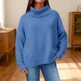 thumbnail image 5 of WTXUE Women's Oversized Ribbed Turtleneck Sweater&nbsp;Casual Fall Loose Knit Pullover Sweater Trendy Basic Jumper Top Long Sleeve Tops Winter Warm Comfortable Soft Layers Pullover Blue L, 5 of 9