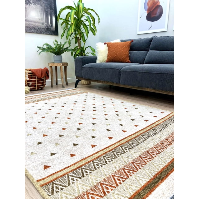 Alfa Rich 3x10 Beige Terracotta Area Rugs for Living Room Decor Washable Cotton Pet Friendly Runner