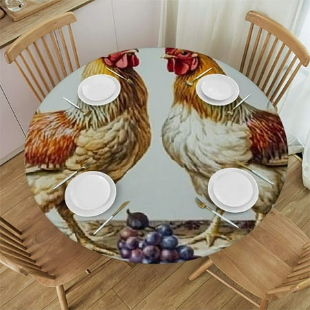 

Autua Fruit Chickens Round Tablecloth 100% Polyester Stain-Resistant Waterproof for Indoor and Outdoor Dining Parties Weddings 31 -35