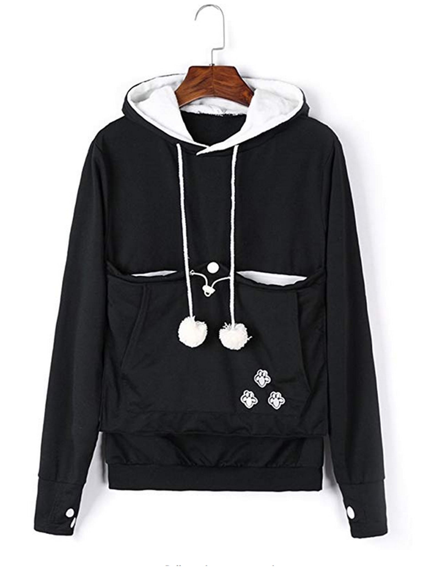 cat hoodie with zipper pouch