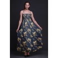 thumbnail image 3 of Bimba Black Berry & Yellow Sparrow Bird Bimba Printed Women Flowy Smocked Spaghetti Strap Dress-XX-Large, 3 of 7