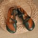 thumbnail image 5 of 1 par de zapatos casuales de mujer, zapatos bajos de PU artificial con suela de goma, estilo vintage, verde 38, 5 of 14
