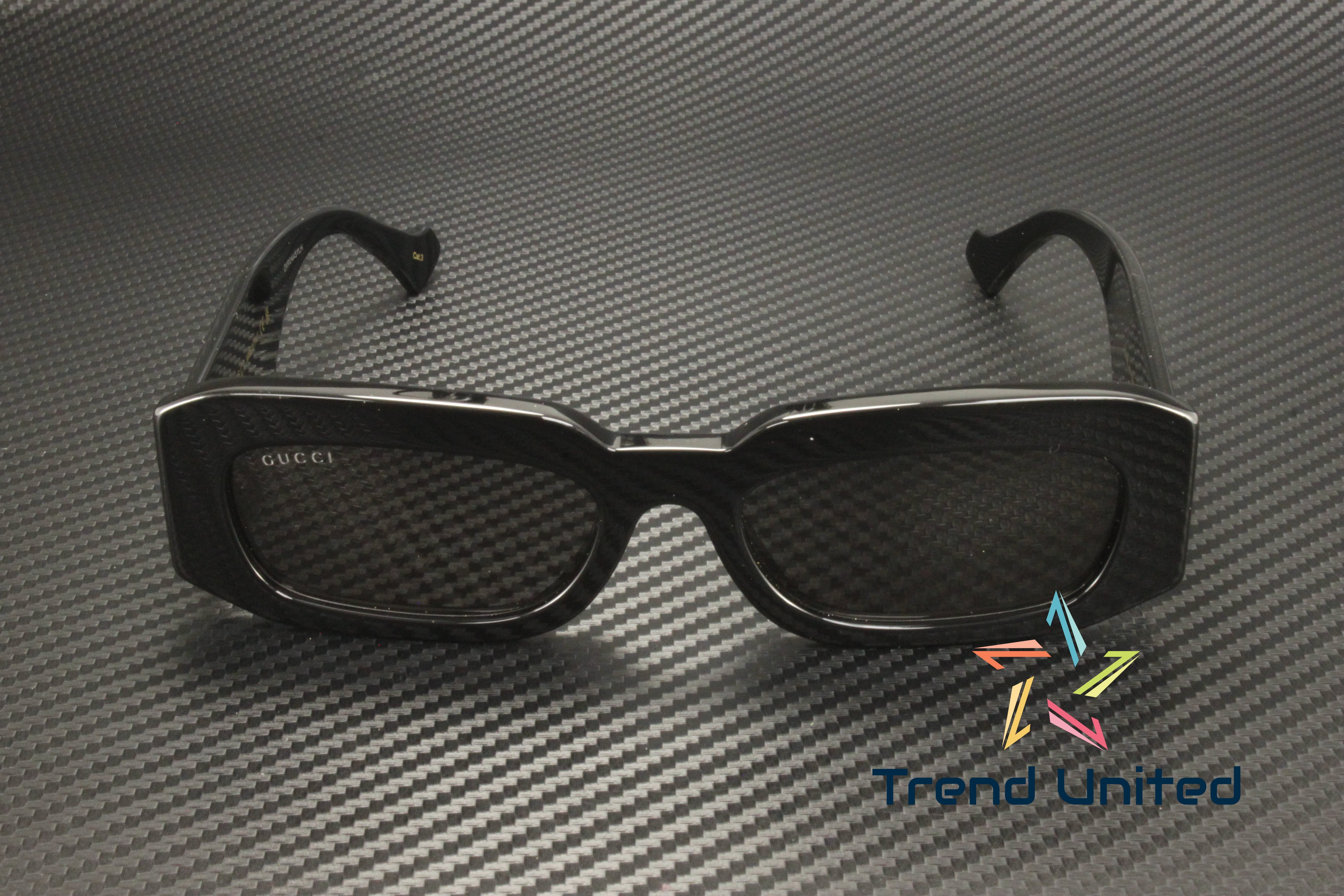 GUCCI GG1426S 001 Rectangular Squared Acetate Black Grey 54 mm Men's Sunglasses