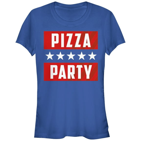 Junior's Lost Gods Pizza Party Graphic Tee Royal Blue X Large