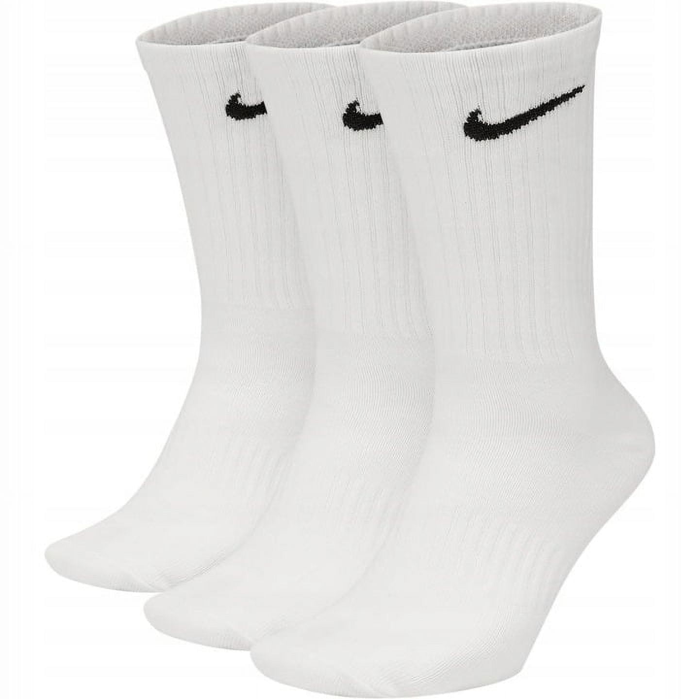 NikeDRI-FIT Everyday Cotton Cushioned Crew Training Socks with Sweat-Wicking Technology (3 Pair), White, S