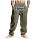 thumbnail image 2 of Pantalones largos para hombre, holgados, informales, de lino, de color liso, con bolsillo bordado, cordón ajustable y cintura elástica, de poliéster., 2 of 9