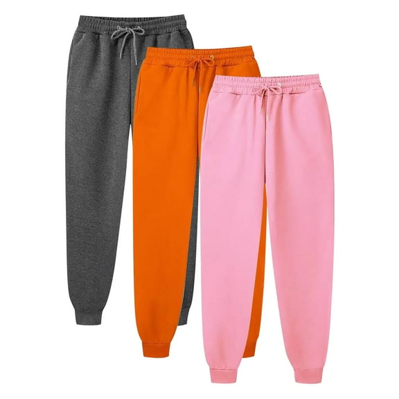 HAiming 3PC Women's Plus Size Sweatpants Drawstring Elastic Waist Pants Casual Fleece Loose Jogger Trouser with Pocket