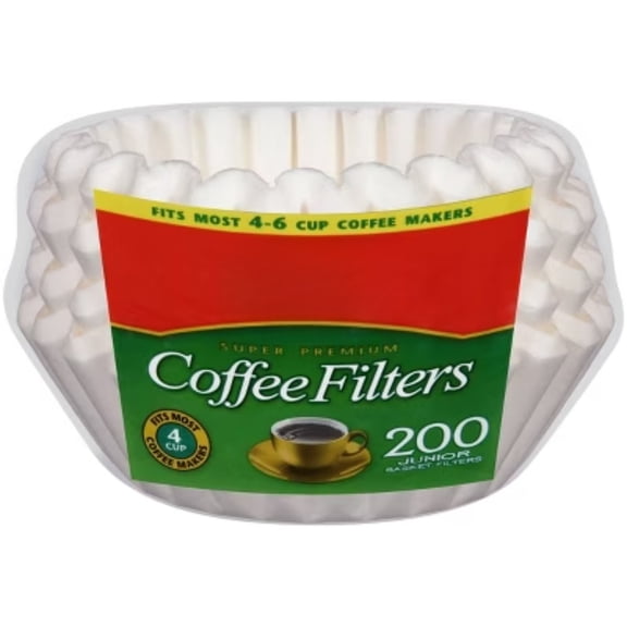 4-6 Cup White Coffee Filters 200 Count, Small Basket Disposable Paper Filters, Brown Coffee Filters 5 Cup Size, 200 Pack