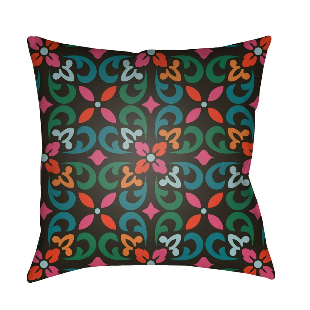 18" Bright Pink and Black Square Throw Pillow Cover