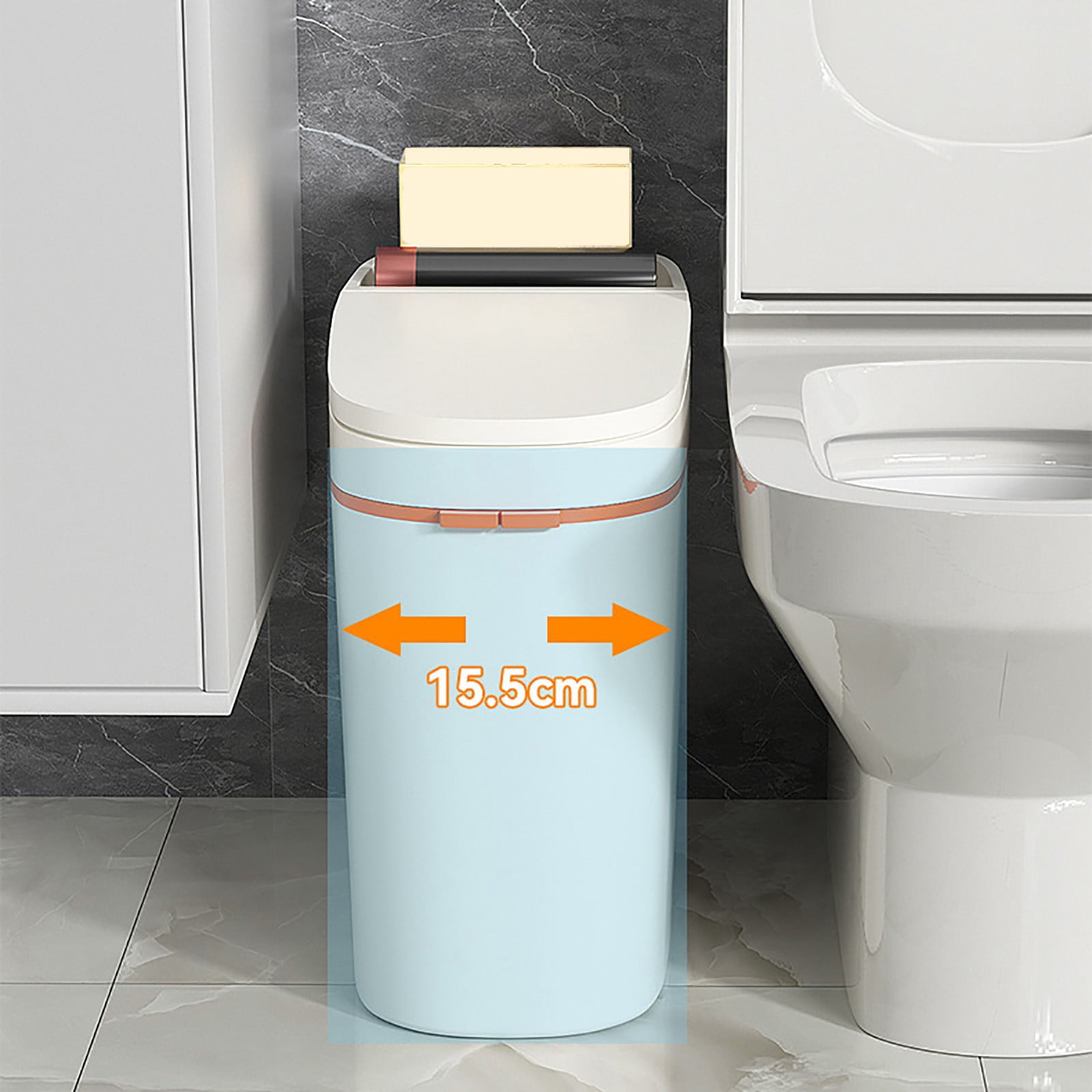 XSCPXTT Smart Automatic Touchless Motion Sensor Trash Can for Bathroom, Small Slim Garbage Bin with One-Touch Auto Bagging & Odor Sealing, Waterproof for Kitchen Office Bedroom