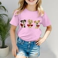 thumbnail image 2 of Toddler Girls Short Sleeve Crew Neck T-Shirts Drop Shoulder Letter 24 Months 2t 3t 4t 5t 6t 7t Star Print Graphic Trendy Cute Tees Gibobby,5-6 Years,Pink, 2 of 5