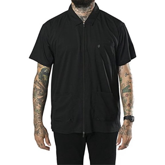 Barber Strong Barber Jacket Jacket, Men's Black, Hair Repellent, Lightweight and Breathable Vented Side Panels, Features Easy Hair Removal and 2-Way Zipper Closure, XL