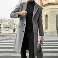 thumbnail image 3 of Men's Single Breasted Trench Coat with Wool Blend - Oversized Warm Lapel Work Business Jacket for Winter Fashion, Formal Events, and Christmas Parties,Gray,3XL, 3 of 6
