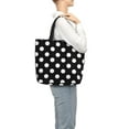 thumbnail image 2 of Lafuoo Black and White Polka Dot Pattern Single Shoulder Convenience Bag, Large Capacity Zippered Handbag for Shopping, Unisex-One Size, 2 of 7