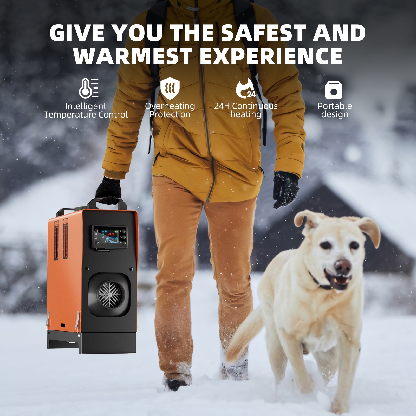 Joreek Portable Diesel Air Heater, 5 kW DC12V, Fast Heating All in One Diesel Parking Heater with Remote Control and Digital Display, Low Noise, for RV, Truck, Camper, Van, Boat and Trailer