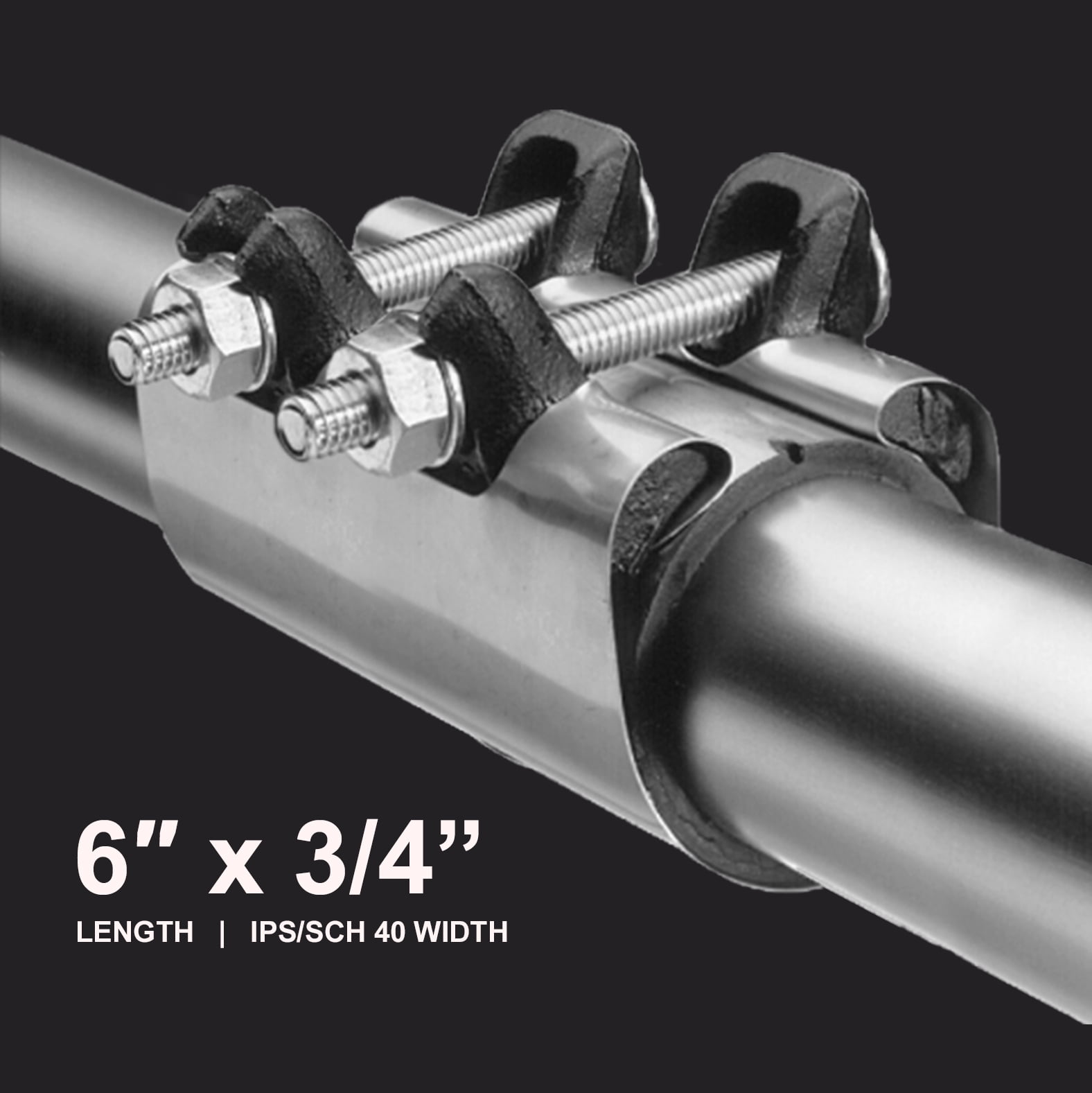 Highcraft Pipe Repair Clamp 3/4" One Bolt, 6" Long Stainless Steel (5 Pack)
