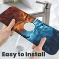 thumbnail image 6 of Pofeuu Red And Blue Fire Lion Print Splash Guard for Sink Faucet Sink Gadgets-Splash Guard Behind Faucet Drip Catcher for Kitchen, Bathroom,Sink Mat, 6 of 7