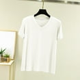 thumbnail image 1 of Lydiaunistar Blouse Décontractée Unie à Manches Courtes et Col en V pour Femmes, Mode Été, Polyester, Tailles M-TTG, 1 of 6