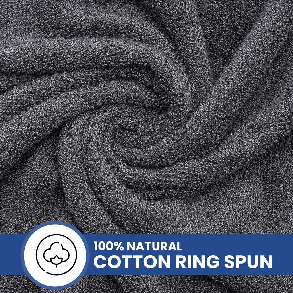 Linteum Textile Supply 4 Piece Towel Set, 28x56 Inch, 100% Cotton Zero Twist Premium Bath Towels Hotel & Spa Quality Quick Dry Fresh & Fluffy Towels, Stone Grey