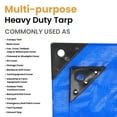 thumbnail image 5 of (2 pack) WHITEDUCK 12' x 20' Super Heavy Duty Poly Tarp Thick 16 Mil, Waterproof 100% UV Resistant Rip/Tear Proof Tarp w/Rustproof Grommets & Reinforced Edges (Blue), 5 of 12