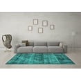 thumbnail image 3 of Ahgly Company Machine Washable Indoor Square Oriental Turquoise Blue Industrial Area Rugs, 5' Square, 3 of 4